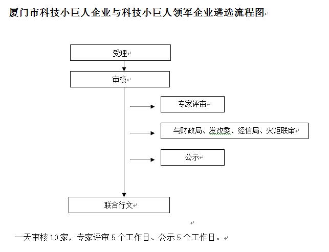 厦门市科技小巨人领军企业流程图