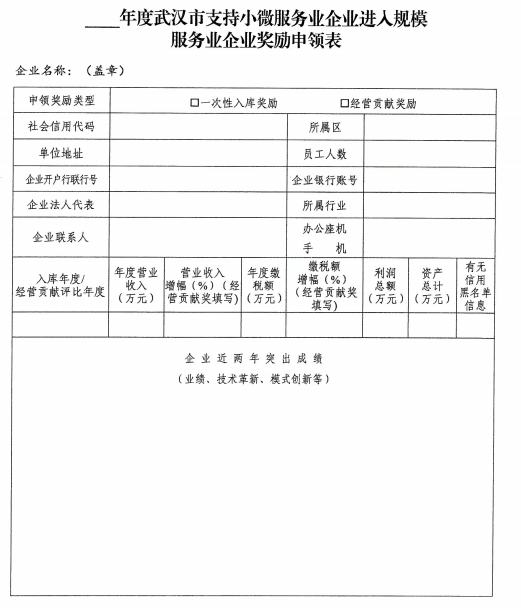 武汉市小微服务业企业进人规模服务业企业奖励政策实施细则